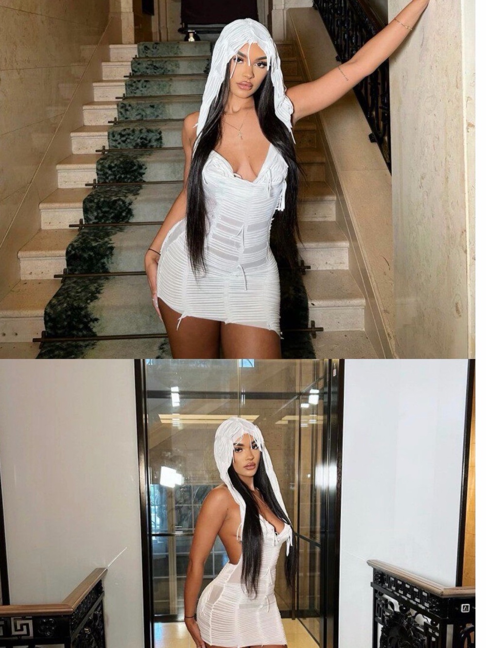 A Classy Chic Boutique White Fringed Hooded Mini Dress - Picture 6 of 14
